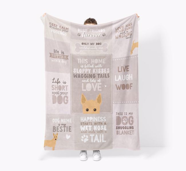 Patchwork Quotes: Personalised {breedFullName} Premium Sherpa Fleece Blanket